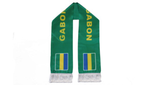 Écharpe drapeau GABON vente en gros de produits d'encouragement football personnalisés Écharpe drapeau national Écharpes châle à pompons - Product Image 3
