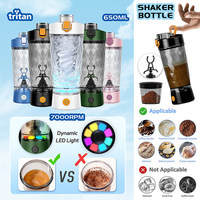 24165 Bouteille de shaker à protéines électrique personnalisée sans BPA 650 ml, mélangeur de protéines sportif rechargeable par USB haute vitesse pour la salle de sport