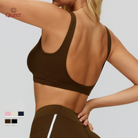 Soutien-gorge de sport en nylon respirant à maintien élevé, design dos évidé élégant, pour femme, vente en gros transfrontalière