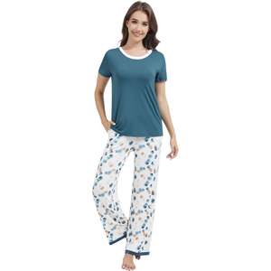 Ensemble de pyjama à manches courtes pour femmes personnalisé en viscose de bambou avec poches S XXL - Product Image 5