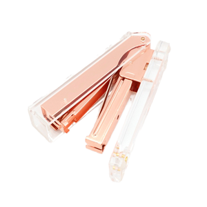 जेएसएम पेशेवर गुलाब सोने के पारदर्शी ऐक्रेलिक स्टेपलर मैनुअल टिकाऊ 100 स्टेपल 24/6 स्टेपल का उपयोग - Product Image 1