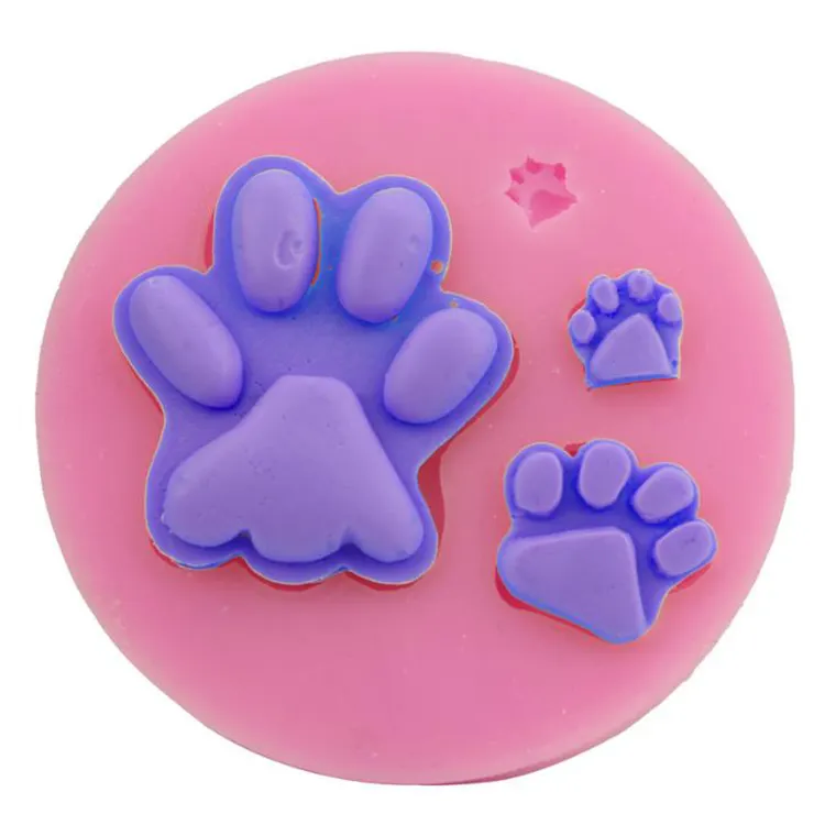 Molde de silicona para pastel de Mascota, molde de silicona para tarta de pata de perro, oso, jabón de silicona, herramientas para hornear, chocolate, 4 pares