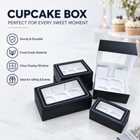 Emballages personnalisés pour gâteaux d'anniversaire, muffins et pâtisseries de qualité alimentaire, boîtes à cupcakes de 2, 4, 6, 9 pièces avec couvercle transparent et inserts