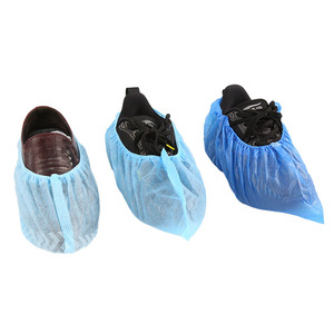 Surchaussures jetables en PP non tissé et PE antidérapantes, bleues, pour salle blanche et usage médical - Product Image 2