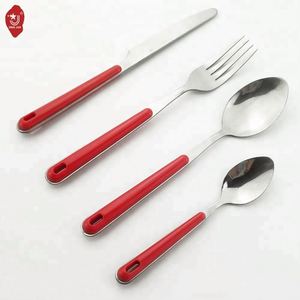 Wholesale High Grade <b>Plastic</b> Handle Spoons and Forks <b>Sets</b> 24 PCS Stainless Steel Flatware <b>Sets</b> With Shelf - Product Image 3