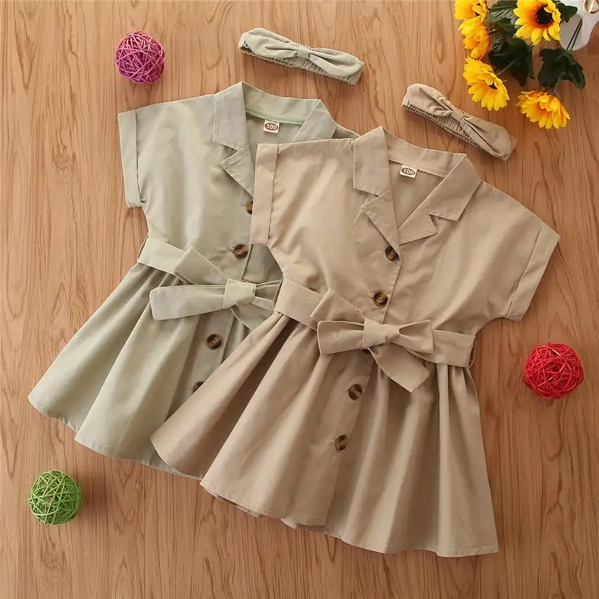 אופנה קיץ חמוד יילוד תינוק ילדי בנות סרבל שמלת פנאי מוצק צבע פעוט שמלות בגדים