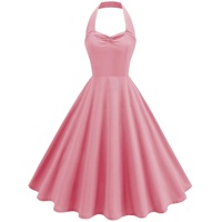 Vêtements pour femmes, nouvelle collection 2026, vente flash, robe noire rétro style Hepburn des années 50, robe à bretelles de couleur unie