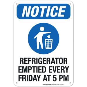 Panneau hebdomadaire vidé pour réfrigérateur-<span class=keywords><strong>Avis</strong></span> OSHA-Tous les vendredis de 20 h-10x7 pouces durable pour les restaurants et les cuisines - Product Image 2