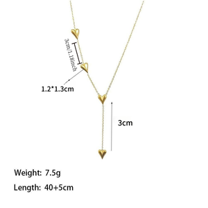 Luxury Four Hearts Y Shaped Tassel Necklace for Women Girls <b>Titanium</b> Steel 18K Gold Plated Colorfast Collarbone <b>Chain</b> Necklace - Product Image 4