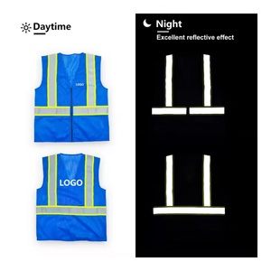 เสื้อกั๊กสะท้อนแสงสีน้ำเงิน คลาส 2 ปรับแต่งโลโก้ได้ ชุดทำงานที่มองเห็นได้ชัดเจน อุปกรณ์สำหรับไซต์ก่อสร้าง - Product Image 4