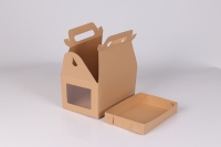 Caja de venta al por menor de papel Kraft, ventana transparente de embalaje para comida para llevar, almuerzo, pollo frito, patatas fritas, otros alimentos, tipo de carpeta