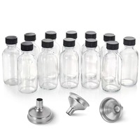 Lot de 12 bouteilles en verre Boston transparentes de 2 oz – Bouteilles portables pour boissons, jus, lait, thé, yaourt