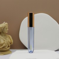 Yuecai - Tubo de Brillo Labial Transparente de 5 ml, Envase Vacío para Aceite Labial con Tapa Dorada Rosa, Botella para Lápiz Labial Líquido, Venta al por Mayor