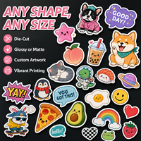 Autocollants en vinyle découpés sur mesure, imperméables, motifs Kawaii, avec carte arrière et emballage en sac OPP, pour cadeaux d'enfants, scrapbooking, fêtes, OEM ODM