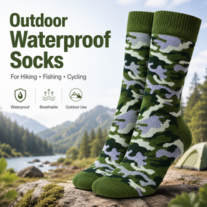 Men's ODM Nylon <b>Waterproof</b> Breathable Crew <b>Socks</b> Camouflage Knitted Outdoor Sports Custom Logo - Product Image 1