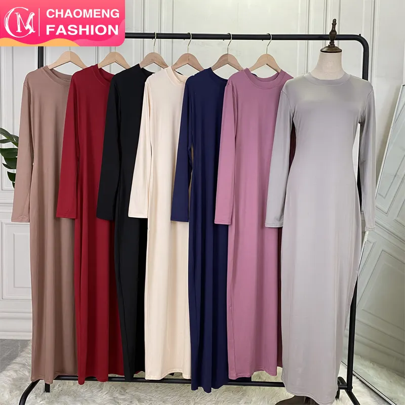 6435 # Jersey Modal murah terbaru pakaian Islami lengan panjang gaun wanita Muslim Abaya Dalaman untuk wanita