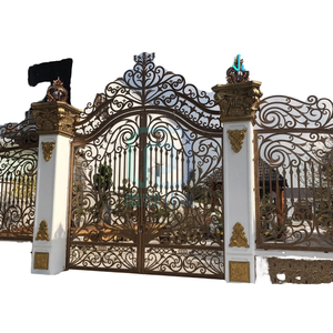 Portail en fer forgé de luxe pour villa |   Porte d'entrée double classique moderne sur mesure |   Fabriqué au Vietnam - Product Image 1