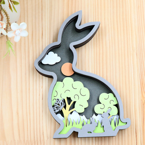 Thân Thiện Với Môi Nghệ Thuật Dân Gian Gỗ Thủ Công Đồ Trang Trí Bunny Hoa Trang Trí Nhà Trên Ván Ép - Product Image 3