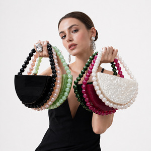 <span class=keywords><strong>Borsa</strong></span> <span class=keywords><strong>da</strong></span> <span class=keywords><strong>sera</strong></span> <span class=keywords><strong>da</strong></span> donna alla moda, semicircolare, perlata, retrò, in acrilico, semplice, quadrata, pochette per rossetto, per matrimoni e feste - Product Image 2