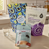 Sac d'emballage alimentaire biodégradable en plastique avec poignée et fermeture éclair, personnalisable avec logo imprimé, pochette refermable