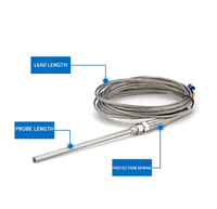 Termokopel M8 Tipe K E J PT100 50mm-200mm Probe Ulir Sekrup Kabel Termometer Digital Sensor Suhu Oli OEM Dapat Disesuaikan