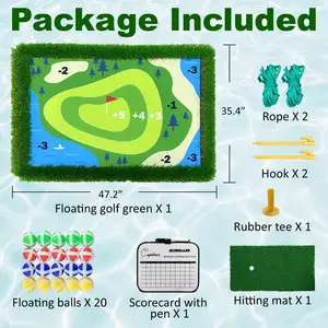 Tikar rumput Golf, Set kolam permainan Golf mengambang untuk Kolam/air/luar ruangan menyenangkan permainan Golf dengan keluarga dan teman