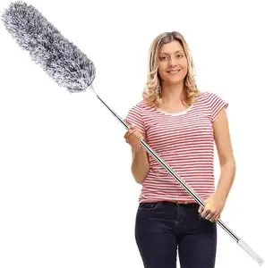 Retractable Microfiber Gap Dust Cleaner Extension Pole 31.5'' to 100'' Reusable Bendable Long Handle Feather Duster Kit