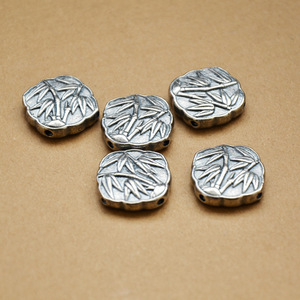 Cuentas plateadas con forma de hoja de bambú para la fabricación de joyas, 18 mm, accesorios vintage envejecidos Z026 - Product Image 3