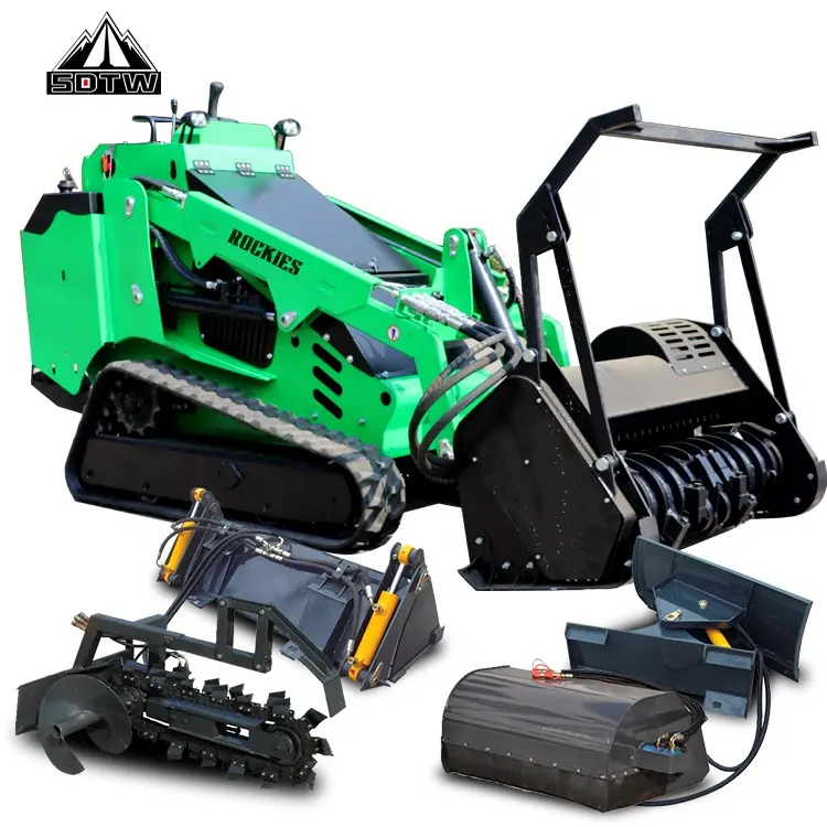 Hot bán mini giá rẻ theo dõi 23hp skidsteer loader file đính kèm với khoan bàn chải Cutter stump Máy xay mulcher Máy cắt Pallet ngã ba