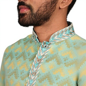 Kurta de Algodón para Hombre, Estampado Digital, Corte Regular, Ropa Casual, para Fiestas y Bodas, Reversible, de Secado Rápido, Largo hasta la Rodilla, para India y Pakistán, Adulto - Product Image 2