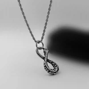 히세라 빈티지 인피니티 스네이크 목걸이 창의적인 펑크 펜던트 목걸이 티타늄 스틸 주얼리 - Product Image 2
