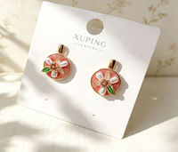 Boucles d'oreilles clous XUPING en alliage de cuivre plaqué or, style chinois vintage, émail et zircon cubique synthétique pour femme