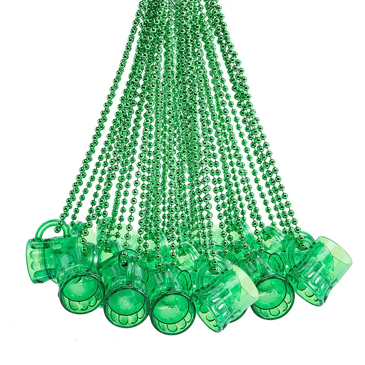 세인트 patricks 목걸이 머그잔 샷 유리 녹색 구슬 Mardi Gras 세인트 패트릭 데이 Tailgating 파티 게임 호의 용품