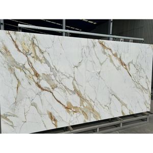 Losa de <span class=keywords><strong>Piedra</strong></span> Sinterizada Blanca para Hotel 1600*3200, Mesa de Comedor de <span class=keywords><strong>Piedra</strong></span> Sinterizada Brillante con Textura de Mármol - Product Image 1
