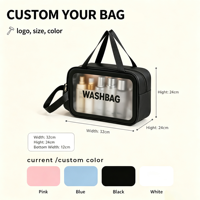 Sacs cosmétiques transparents en PVC clair, étuis imperméables pour organiser le maquillage, pochette de rangement avec poignée, légers, vente en gros pour les voyages