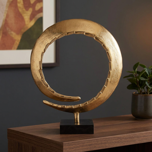L 29 x B 11 x H 36 cm Plated Circular Sculpture Handmade Artistic Tabletop Decor Contemporary Design Single Piece - Product Image 2