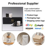 Coffret Cadeau de Bougies Parfumées d'Aromathérapie de Luxe avec Parfum Ambre Allure, Ensemble de 4 Chandelles en Verre Noir dans une Boîte avec Sac Cadeau