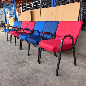 Meubles de théâtre en métal bourgogne Bishop en gros bon marché utilisé chaise d'église rembourrée empilable pour hall et salle <span class=keywords><strong>à</strong></span> manger Bishop Bourgogne - Product Image 2