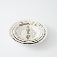 Vaisselle en céramique de gros pour le Ramadan, impression par transfert sous glaçure, design 18 pièces, service de table en porcelaine, assiettes à soupe