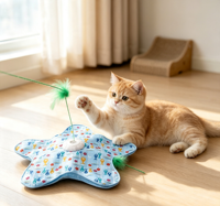 Jouet pour chat de luxe en plastique souple, motif géométrique/dessin animé mignon, jeu interactif de cache-cache automatique, résistant aux morsures, puzzle doux