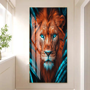 Art mural animal moderne pour le salon décoration <span class=keywords><strong>de</strong></span> la maison décor <span class=keywords><strong>de</strong></span> bureau 3D <span class=keywords><strong>Lion</strong></span> cristal <span class=keywords><strong>peinture</strong></span> porcelaine encadrée - Product Image 3