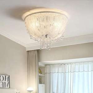 Lámpara de techo de araña de cristal de lujo de gran oferta OEM, candelabros redondos simples, Led luces colgantes, lámpara colgante dorada - Product Image 6