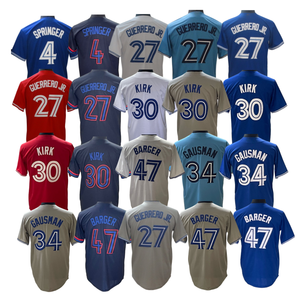 Maillot de baseball américain 2026 en promotion, surpiqué, Toronto 27 Vladimir Guerrero Jr 47 <span class=keywords><strong>Barger</strong></span> 34 Kevin Gausman 30 Alejandro Kirk - Product Image 1