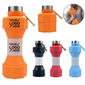 <b>Dumbbell</b> Shaped Silicone Foldable Water Bottle Portable BPA Free Leakproof Space Saving for Fitness Travel Outdoor - Product Image 1