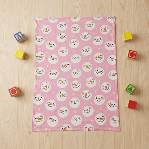 Manta de Bebé con Patrón de Muñeco de Nieve de Dibujos Animados, Popular al por Mayor, Tela Suave, Color Rosa, Decoración de Invierno - Product Image 1