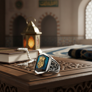 925K Sterling <b>Silver</b> Islamic Enamel <b>Men</b> <b>Ring</b> - Product Image 3