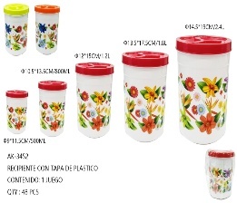 Food Organizer <b>Containers</b> Set 500ml/800ml/1.2L/1.8L/2.4L Plastic Printing Stackable with Flip Top Lids for <b>Kitchen</b> <b>Storage</b> - Product Image 3
