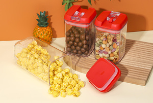 BPA-vrije PS transparante voorraadpottenset met klikdeksel, zwarte etiket, voorraadorganizer voor droge voedingsmiddelen - Product Image 4