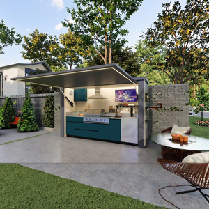 2025 Modern Stainless Steel Kitchen Cabinet for Gás <span class=keywords><strong>BBQ</strong></span> <span class=keywords><strong>Grill</strong></span> Mobiliário ao ar livre com Shed for Pool House - Product Image 4