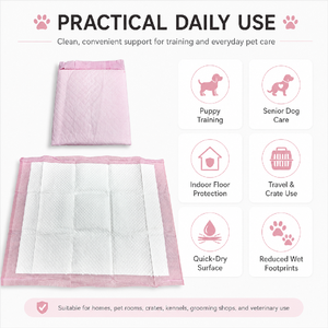 Tappetini Assorbenti Morbidi Rosa per Cani e Gatti, Usa e Getta, Anti-Perdita, per Addestramento Cuccioli, Confortevoli, in Tessuto Non Tessuto, OEM, All'Ingrosso - Product Image 5